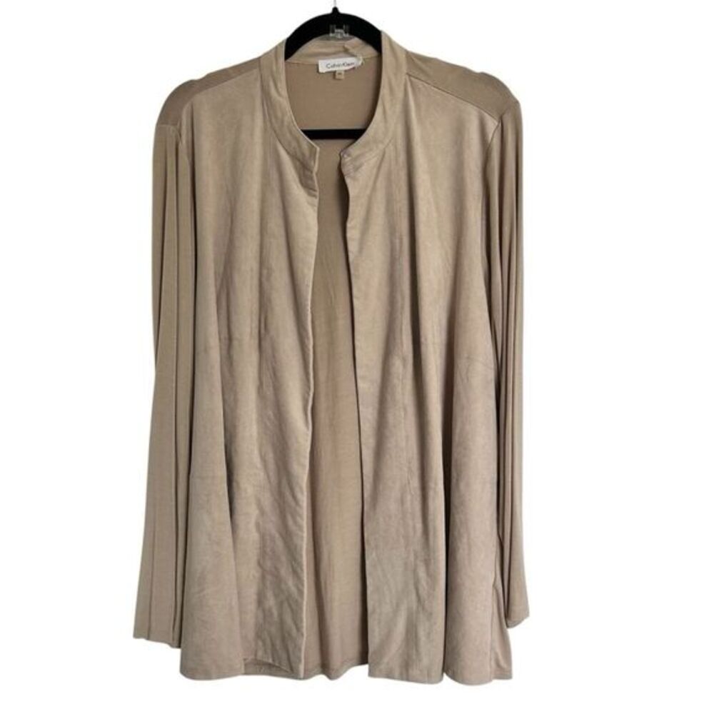 Calvin Klein Faux‎ Suede Open front cardigan 1X Tan